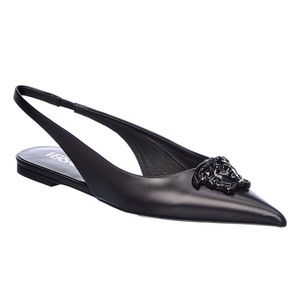 Versace
Women's Black smooth leather la Medusa Slingback flats